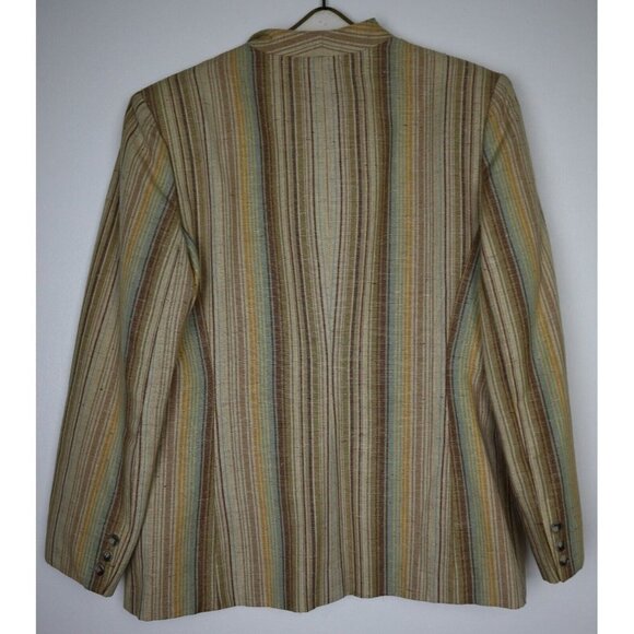 VINTAGE WOMEN'S BEIGE STRIPED BLAZER JACKET - HUNT VALLEY - SIZE 38 - Picture 4 of 4